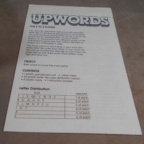 Vintage 1983 Upwords Milton Bradley #4312 Complete 3-Dimensional Word Game - Picture 6 of 10